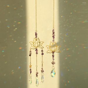 Trädgårdsdekorationer 2 st/set Sun Catcher Charm utsökta iögonfallande glänsande faux kristall lotus form hänge hemförsörjning