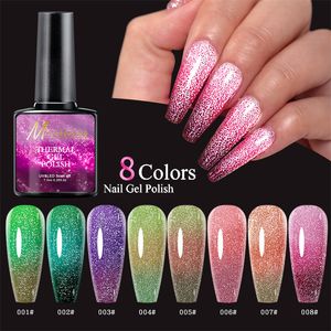 8 Color Temperature Change Broken Diamond Nail Polish Fairy Color Gradient Nails A Bottle Of Three Color