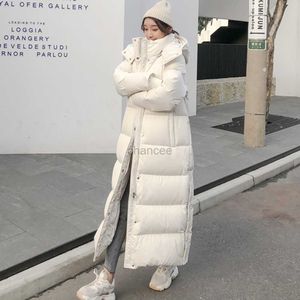 Women's Down Parkas High Quality Women White Duck Down Hoodie Jacket Winter Hooded Long Overcoat Ankle Length Fashion Super Thicken Warm Snow Wear HKD230725