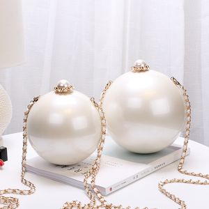 Evening Bags Pearl Acrylic Handbags Luxury Clutches Round Party Prom Purses Personality Wedding Wallets Chain 230725