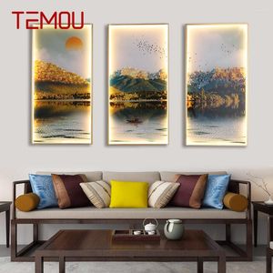 Wall Lamp TEMOU Sconces Lights Contemporary Three Pieces Suit Lamps Landscape Painting LED Creative For Home