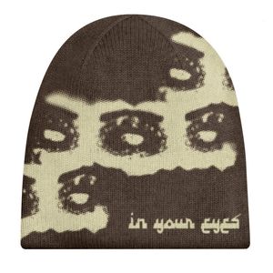 Beanie/Skull Caps Unisex winter cool cartoon face printing knitted windproof warm hat male punk hip hop fashion cold hat y2k hats 230724