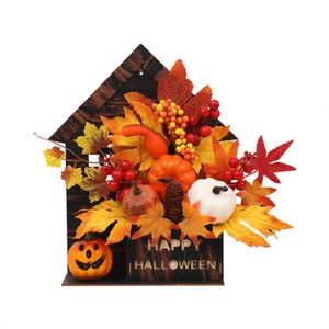 Decorative Objects Figurines Halloween Decoration Thanksgiving Maple Pumpkin Autumn Scene Arrangement Ornament Elegant Christmas Tree Decorations 230724