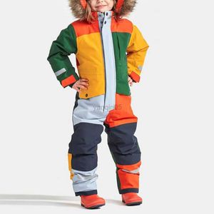 Down Coat Children Ski Jumpsuit Ski Suit Boys Girls Autumn Winterproof Warm Outdoor Fleece Jacket Pants Barn Skidåkning Snowboard Suit HKD230725