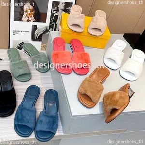 Designer Slides Baguettes Sandals Leather Double Slippers Fabric Slide Women Slipper Buckles Fashion Metal Letters Calssic Plush Slippers