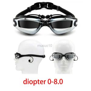 Goggles Vuxen Myopia Swimming Goggles Earplug Anti Fog HD Professional Swim Glasses Män Kvinnor Optiska vattentäta glasögon Partye HKD230725
