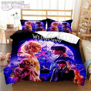 Horror TV Shows Wednesday Addams Print Comforter Cover Bedding Set Beautiful Girl Cover Girl Home Bedroom Decoration Set L230704
