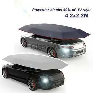 Bil Sunshade Summer Car Cover Shade Cover Protection Paraply Oxford Cloth UV Resistant Foldbar Car Tält Tak Antiuv Protect No Bracket X0725