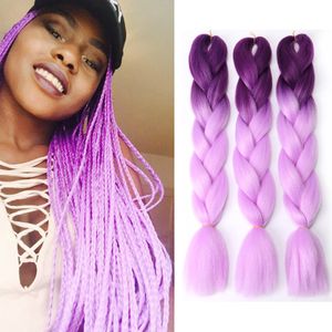 Trança Jumbo 24 POLEGADAS Fibra Capilar Colorida Twist Trança Extensões de Cabelo 100G/PCS Kaneka Cabelo Sintético Preto Fibra Sintética Macio Saudável J2