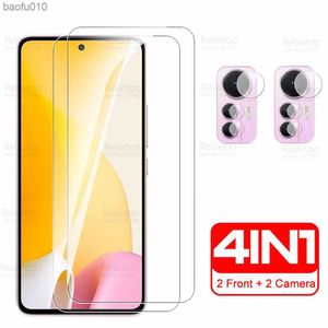 För Xiaomi 12 Lite Glass 4in1 Camera Tempered Glass Xiomi Xaomi Mi 12Lite Mi12 Light 5G Screen Protector Phone Protective Film L230619