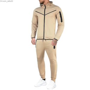 Mäns spårdräkter Herrspårar Män Winter Soild Color Tracksuit Piece Outfits Lång ärm T -skjortor och byxor Jogging Set Athletic Sports Suit Z230726