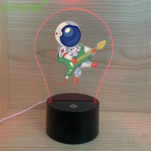 LED Light Sticks Top Astronaut Color Painting Pattern 3D Small Night Lamp Creative Vision 16 Controle Remoto Presente Infantil vd37 230724