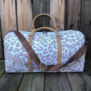 Bolsas Duffel Femininas Duffle Leopardo de Grande Capacidade Com Alça Bolsa de Praia Casual PU Bagagem Bolsa de Viagem Luxo Vintage Weekender