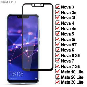 11D Tempered Glass On the For Huawei Nova 7 6 SE 5 5i 5T 4 4E 3 3i 3T Screen Protector Mate 10 20 30 Lite Protective Glass Film L230619