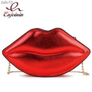 Sexy Lips Style Ladies Clutch Bag Chain Purset Bag Shoulder Handbag Feminina Crossbody Bag Moda Couro Pu 2021 Red Pouch L230704