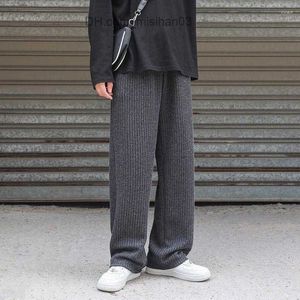 Men's Pants Men's Pants Autumn Winter Sweater Men's Fashion Retro Casual Knitted Pleated Men Streetwear Loose Straight Wide Leg Mens Z230726