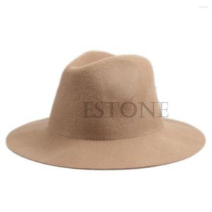 Basker l5ya vintage damer kvinnor bred brim ull filt hatt floppy bowler fedora cap