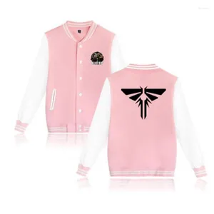 Herrtröjor Den sista av oss baseball uniform fleece jacka kvinnor män harjuku streetwear hip hop song hylsa rosa hoodie tröja