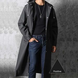 Raincoats Black Fashion Adult Waterproof Long Raincoat Women Men Rain Coat Hooded For Outdoor Hiking Travel Fishing Climbing Thickened x0724 x0718