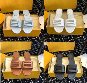 مصمم العلامة التجارية F slippers مع صندوق الصنادل الفاخرة للرجال والنساء وسائد مريحة النحاس النحاس الأسود الوردي الصيفي الشريحة الشاطئ النعال الشاطئ
