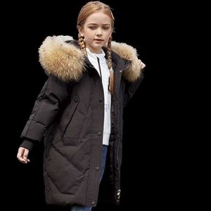 Down Coat Kids Overcoat Winter Girls New Clothing Warm Down Jacket For Girl Clothes Parka Real päls huva barn ytterkläder kappa snöar hkd230725