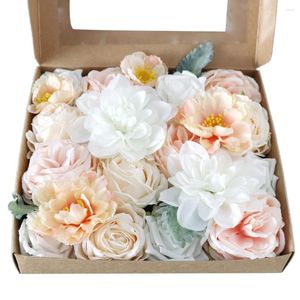 Decorative Flowers Artificial Rose Combo Box For Wedding Bouquets Bridal Shower Centerpieces Party Arrangements Home