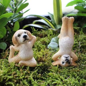 Decorative Figurines Yoga Dog Flower Arrangement Pot Decoration Courtyard Garden Resin Simulation Animal Flowerpot Plug