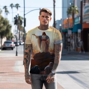 Mäns T -skjortor Summer - -tröja Christian Jesus 3D Tryckt religiös stil Fashion Trend