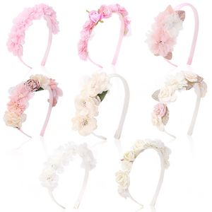 Simulated Flower Hairbands For Baby Girls Solid Silk Head Band Hairband Kids Floral Hair Hoop Festival Party Headwear