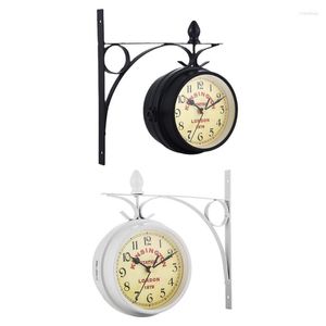 Orologi da parete Vintage Double Side Silent Clock Rotation Metal Party Supplies R7UB