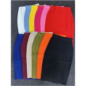 Skirts 60CM Knee Length Elastic Bandage Skirts Women's Candy Color Body Pencil Skirt Women's Elegant Office Business Form XL XXL 230720