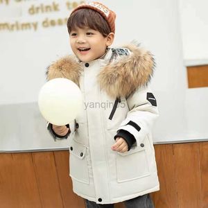 Down Coat Children's down jacket winter warm girl's down jacket coat thickened down jacket with fur collar hat boy's thickened tr HKD230725