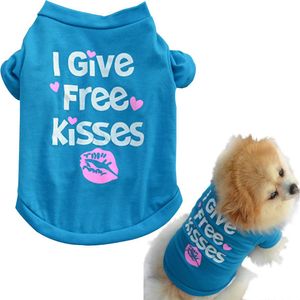 Pet filhote de cachorro camisa de verão cão pequeno gato roupas para cães roupas de animais de estimação colete camiseta para cães primavera azul algodão268i