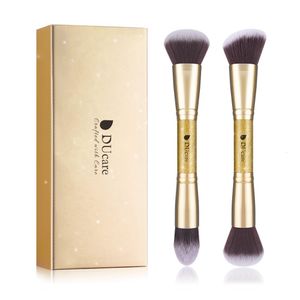 Makeup Tools DUcare 2Pcs Makeup Brushes Duo End Face Brush For Foundation Powder Buffer and Contour Eyeshadow Synthetic Cosmetic Makeup Tools 230724