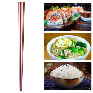 Chopsticks 1Pair Kitchen Sushi Rostfritt stål Diskmaskin Safe Restaurant Rice Gift Non Slip Nybörjare Lätt återanvändbar