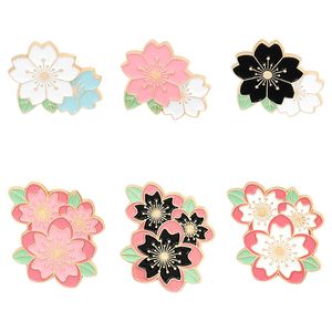 Delicate Enamel Sakura Cherry Blossom Brooch Pins Oil Drop Flower Brooches for Women Lapel Pin Badge Fashion Jewelry Gift Wholesale