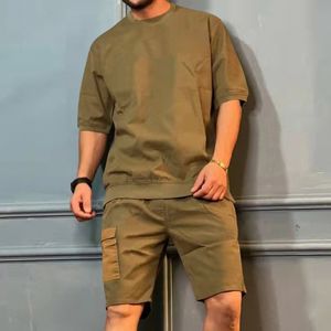 Men's Tracksuits Summer Tooling Sports Suit Cross Border Multi Bag Five Point Pants Trend Casual Short Sleeve Shorts Personality Men 230724