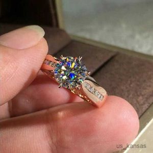 Band Rings Classic Claws Wedding Ring For Women Romantic Rose Gold Color Engagement Band Rings Eternity Jewelry R230725