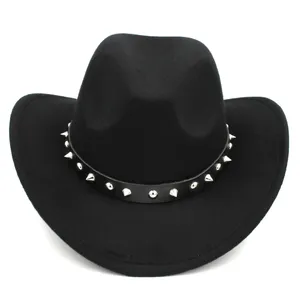 Costume da cappello da cowboy occidentale per bambini, cappello da cowgirl, fedora con rivetti, cintura in pelle per feste di compleanno in maschera