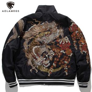 Women's Down Parkas Streetwear Down Jacket Coats Chinese Style Dragon Embroidery Men's Satin Jacket Winter Casual Fashion Harajuku Baseball Uniform HKD230725