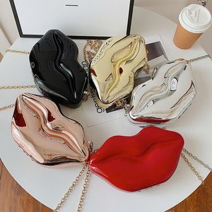 Evening Bags Retro Personality Red Lips Fashion Messenger Bag Dinner Party Ladies Shoulder Clutch Makeup Lipstick Female