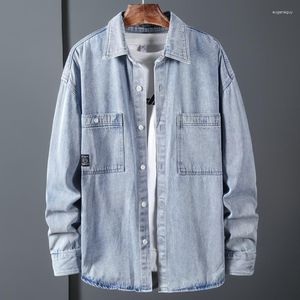 Camicie casual da uomo Denim grigio di alta qualità 2023 Autunno Business Trend Fashion Jean Shirt Jacket Abbigliamento maschile di marca di fascia alta