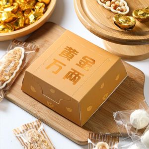 Present Wrap 50st Gold Brick Shape Candy Boxes Cardboard Box Party Favors Chocolate Cookies Biscuit Cracker Package Supplies