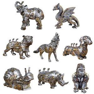 Dekorativa föremål Figurer Steam Machinery Punk Animal Ornament Harts Figur Hantverk Mekanisk hund för hemmet Bedroom Office Desktop Decoration 230724