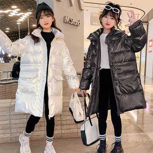 Down Coat Girls Long Down Cotton Jacket for Winter Wednesday Costumes Big Kids Warm Zipper Hooded Outerwear Children's Coats Send HKD230725