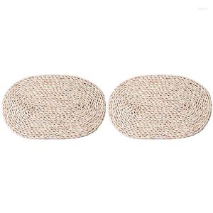 Table Runner 2 Pieces Of Corn Stalk Woven Placemat On The Oval Mat Natural Straw Weave Hand-Woven (30X45Cm))