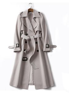 Women S Trench Coats Fitshinling 2023 Zimowa wiatrówka z paskiem moda streetwear długa kurtka płaszcz żeńskie ubranie Slim Windbreak Ladies 230725