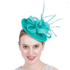 Berets Imitation Millinery Cap Stirnband Event Frauen Elegante Fascinators Hut Hochzeit Braut Party Rennen Haarschmuck