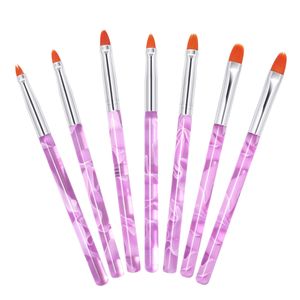 7 adet akrilik tırnak sanat fırçası seti, UV jel tırnak fırçaları DIY manikür sanat tasarımı için profesyonel boyama kalemi seti
