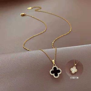 Wen Jian Tiktok Advanced Advanced Advanced Clover Clover Clover Full Diamond Necklace for Women Luxury Small Small